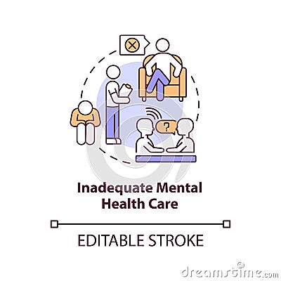 Inadequate mental health care concept icon Cartoon Illustration