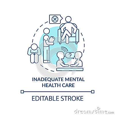 Inadequate mental health care turquoise concept icon Vector Illustration