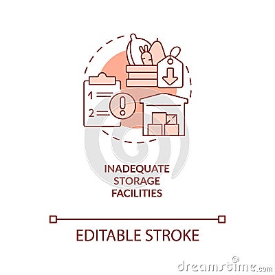 Inadequate storage conditions red concept icon Vector Illustration