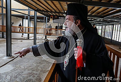 The inauguration of Mukheitim archaeological site, which houses the remnants of a Byzantine church, in Gaza Strip Editorial Stock Photo