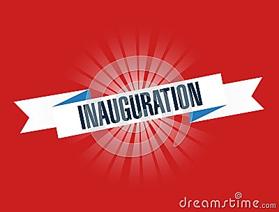 Inauguration red waving ribbon sign illustration design graphic Cartoon Illustration