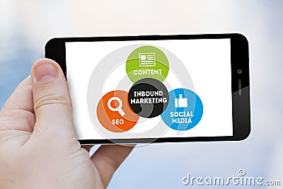 Inbound Marketing cell phone Stock Photo