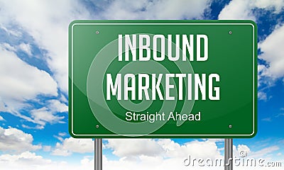 Inbound Marketing on Highway Signpost. Stock Photo
