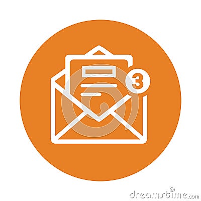 Inbox, letter, chat icon. Orange vector sketch Vector Illustration