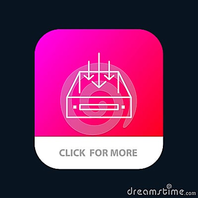 Inbox, Mail, Box, Container, Delivery, Parcel Mobile App Button. Android and IOS Line Version Vector Illustration