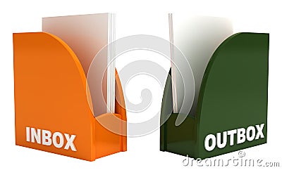Inbox and outbox, isolated on white, clipping path Cartoon Illustration