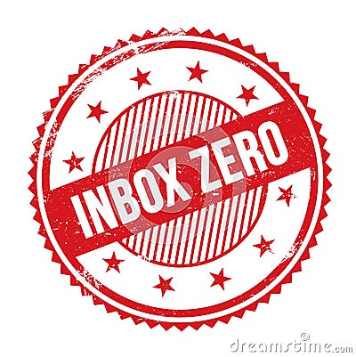 INBOX ZERO text written on red grungy round stamp Stock Photo