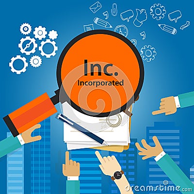 Inc incorporated Types of business corporation organization entity Vector Illustration