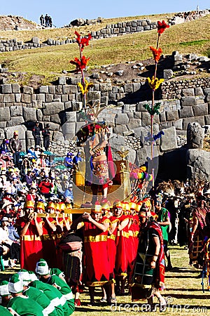Inca King Being Carried On Throne Inti Raymi Cusco Peru Editorial Stock Photo