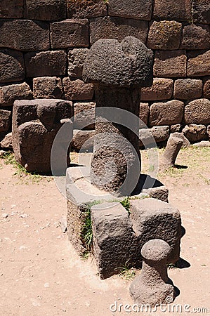 Inca ruins in Chucuito, Titicaca lake, Peru Stock Photo