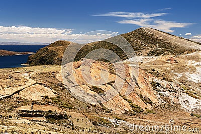Inca ruins, Isla del Sol, Titicaca lake, Bolivia Stock Photo