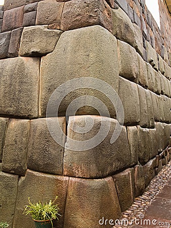 Inca stone wall Stock Photo