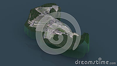 Inca style ancient city Machu Picchu 3D render illustration Stock Photo