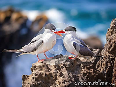 Inca Terns on a Peruvian Island Made With Generative AI illustration Cartoon Illustration