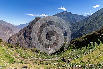 Inca Terraces, Andes Mountains, Peru Stock Photo