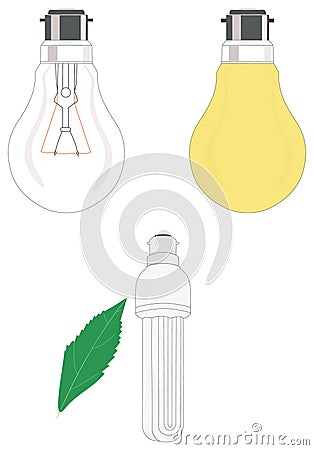 Incadescent Bulb and CFL Vector Illustration