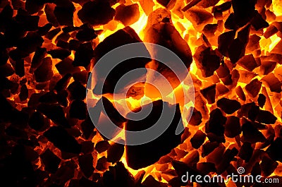 Incandescent charcoal anthracite. Stock Photo