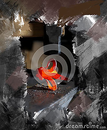 Incandescent element in the smithy Stock Photo