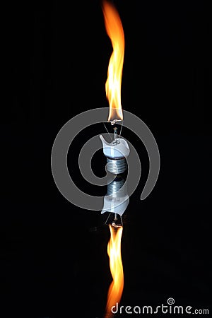 Incandescent Flaming Light Bulb Stock Photo