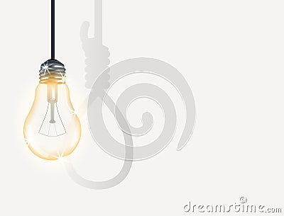 Incandescent light bulb with hanging rope Vector Illustration