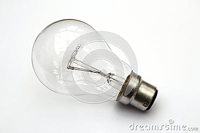 Incandescent tungsten clear light bulb on white Stock Photo