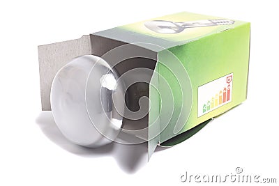 incandescent tungsten mirror reflex lamp in box Stock Photo