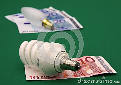 Incandescent vs energy saver Stock Photo