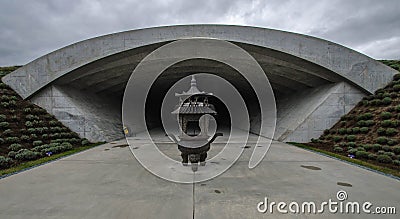 Incense bowl at the enterance to the Buddha statue, september, japan Stock Photo