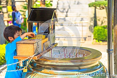 Incense burner Hase-dera Temple Editorial Stock Photo