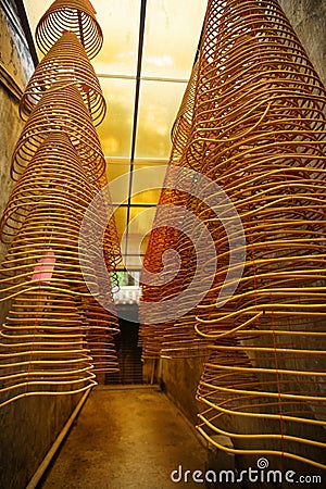 Incense spirals, Kun Iam temple, macau. Stock Photo