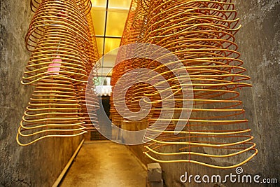 Incense spirals, Kun Iam temple, macau. Stock Photo