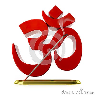 a incense stick with red om sign Cartoon Illustration