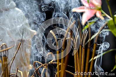 Incense sticks in temple in Vietnam Stock Photo