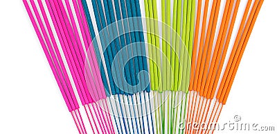 Incense sticks color full isolate on white background Stock Photo