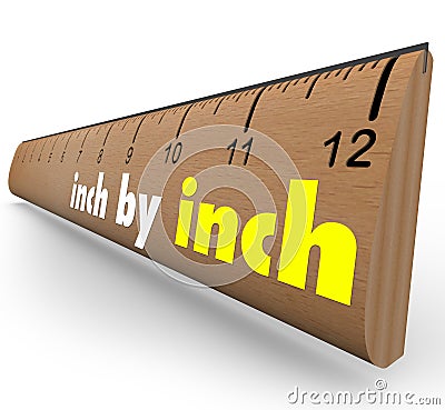 Inch by Inch Incremental Growth Increasing Ruler Measure Stock Photo