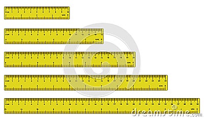 inch and metric rulers. Centimeters and inches measuring scale cm metrics indicator. Vector Illustration