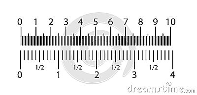 Inch and metric rulers set. Centimeters and inches measuring scale cm metrics indicator. Precision measurement Vector Illustration