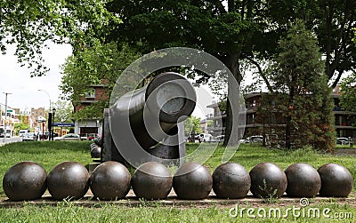 0 inch Parrott Cannon of 1864 as a Civil War Memorial in Bay Ridge area of Brooklyn Editorial Stock Photo