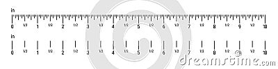 Inch ruler scale. 10 inches scale. Flat vector illustration isolated on white Vector Illustration