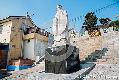The statue of confucius in Incheon China town, Korea Editorial Stock Photo