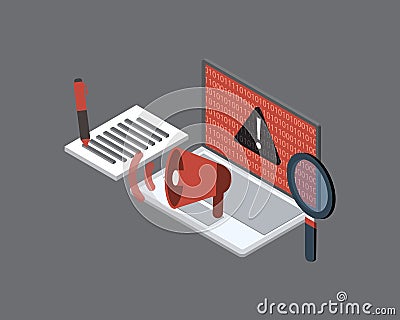 IT incident report is documentation of an event that has disrupted the normal operation of some IT system Vector Illustration
