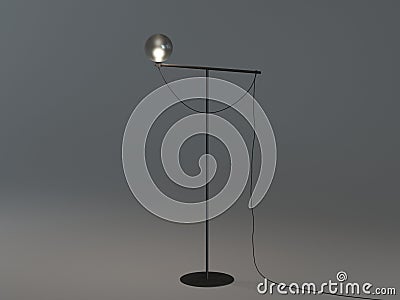 The included floor lamp on a dark background. 3D modeling and visualization of the lamp. 3D rendering Stock Photo