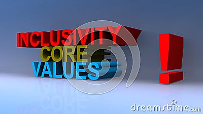Inclusivity core values on blue Stock Photo