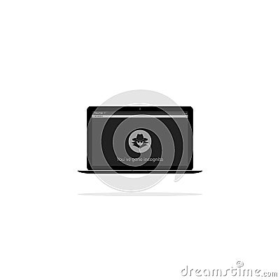 Incognito icon. Browse in private laptop. Vector on isolated white background. EPS 10 Vector Illustration