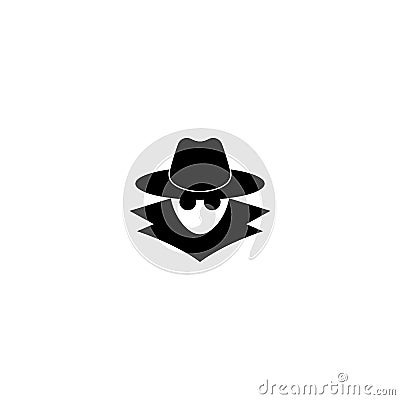 Incognito icon. Browse in private. Spy agent, secret agent, hacker. Vector on isolated white background. EPS 10 Vector Illustration