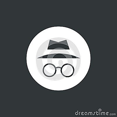 Incognito icon vector illustration. Browse in private. Isolated in white circle Vector Illustration