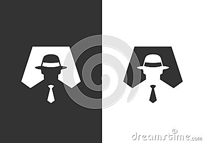 Incognito logo icon design template, hacker or spy symbol, simple detective silhouette - Vector Vector Illustration