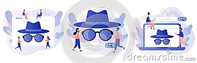 Incognito mode concept. Online privacy and personal data protection. Browse in private. Confidential information. Modern Vector Illustration