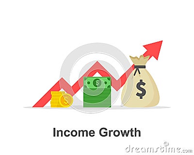 Income growth chart, banking services, financial report graph, return on investment flat icon, budget planning, mutual Vector Illustration