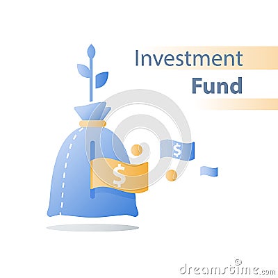 Income growth, invest fund, revenue increase, return on investment, long term wealth management, more money, high interest Vector Illustration
